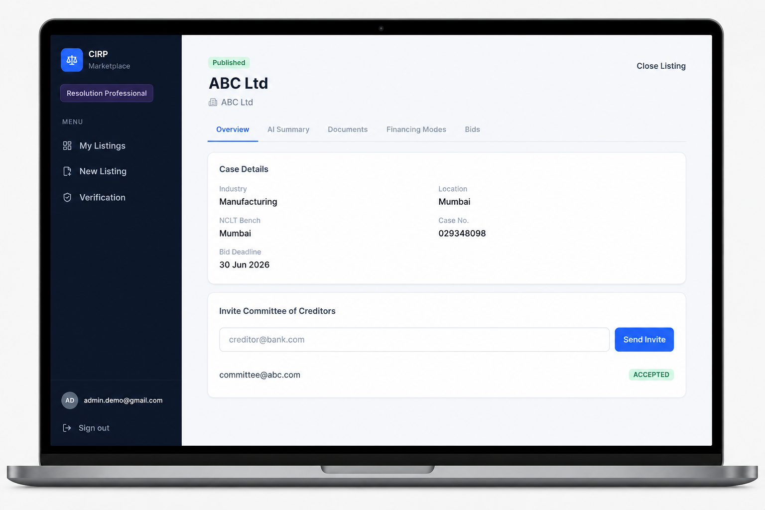 CIRP marketplace interface